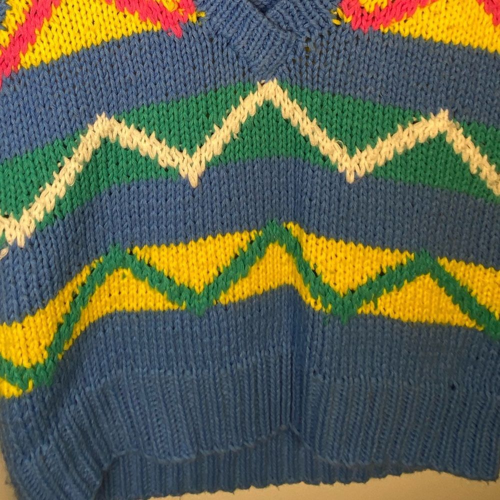 Vintage Oversized Colorful V-Neck Sweater Vest! - Picture 3 of 4